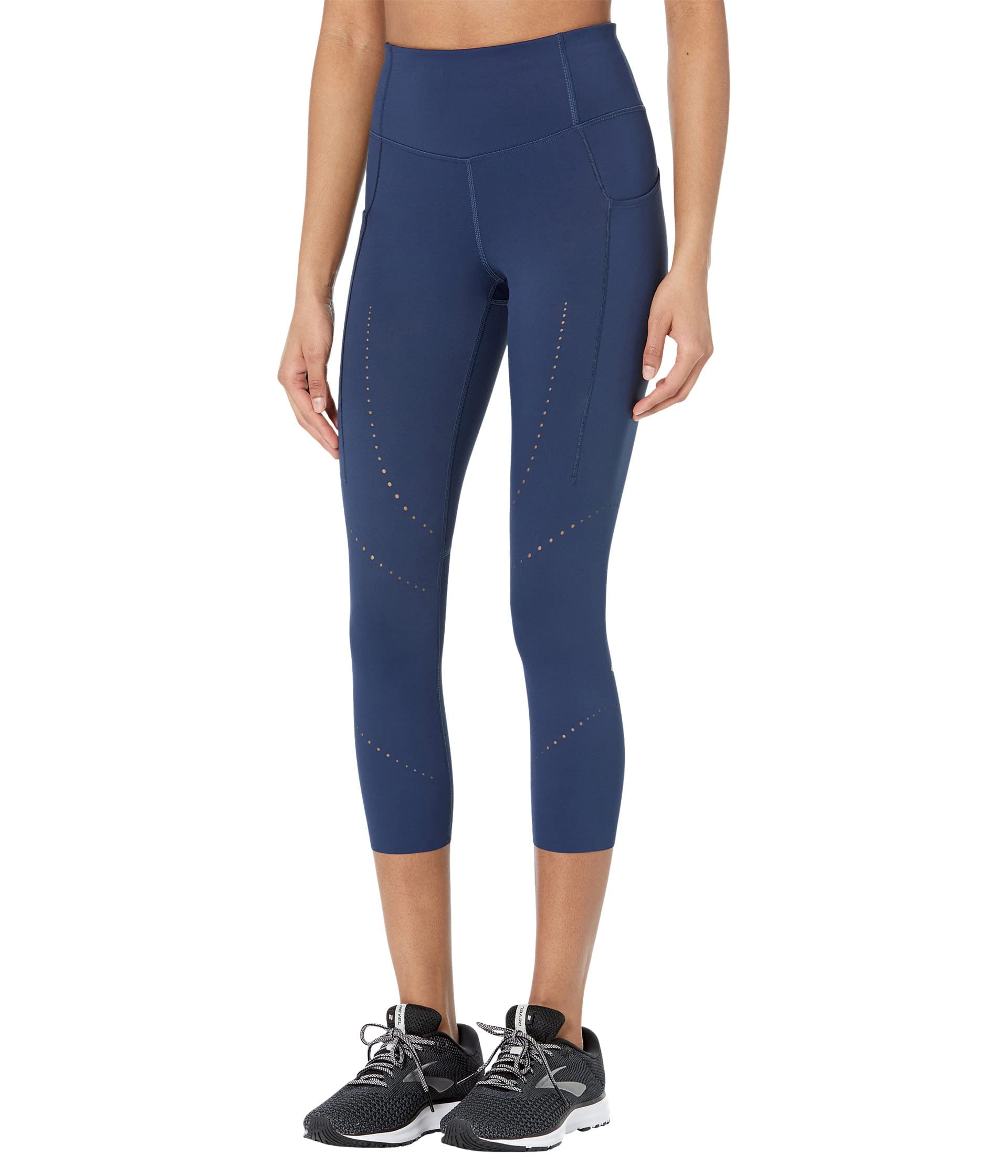 Brooks Women's Method 3/4 Tights - Purple - Fitted Capri Leggings - Quick-Dry, Stretchable - Yoga, Jogging, Running